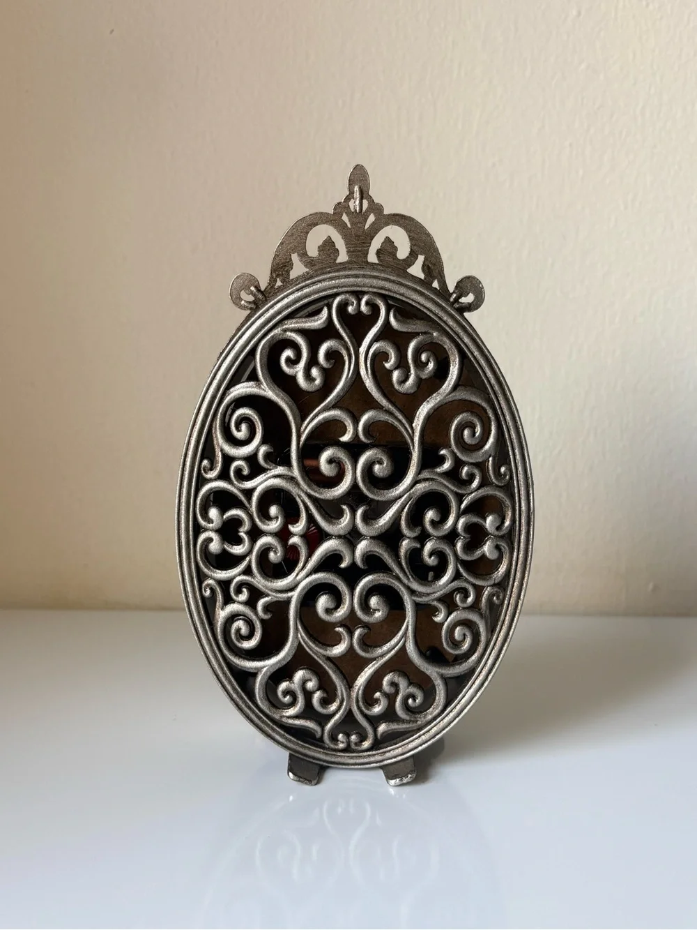 Vintage Style Table Clock French Farmhouse Silver Ornate Mantel Decor